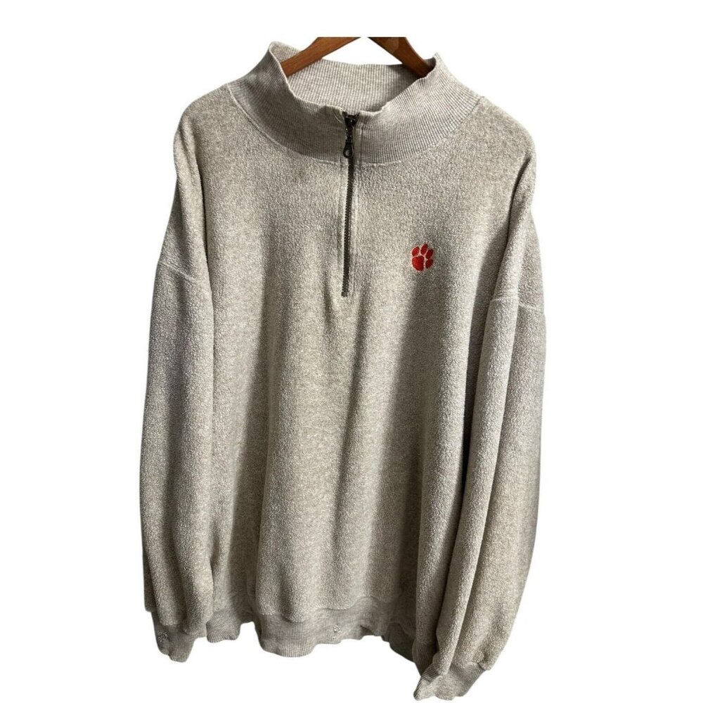 Rugged Sweats‎ Clemson University Fleece Quarter Zip Jacket XL Heather Gray USA